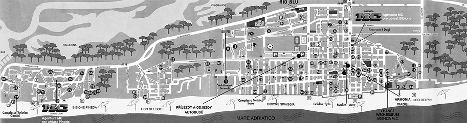 Mapa Bibione - kliknte pro zvten